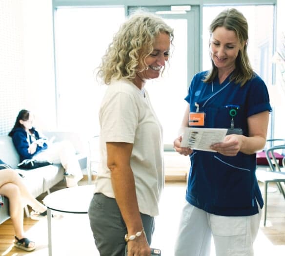 Nurse talking to girl